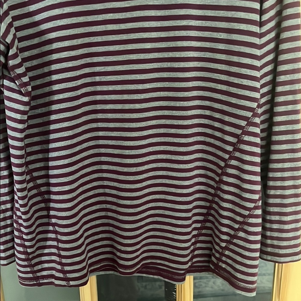 Talbots purple & gray striped crew neck long sleeve cotton blend Tee sz 1X - Picture 3 of 6